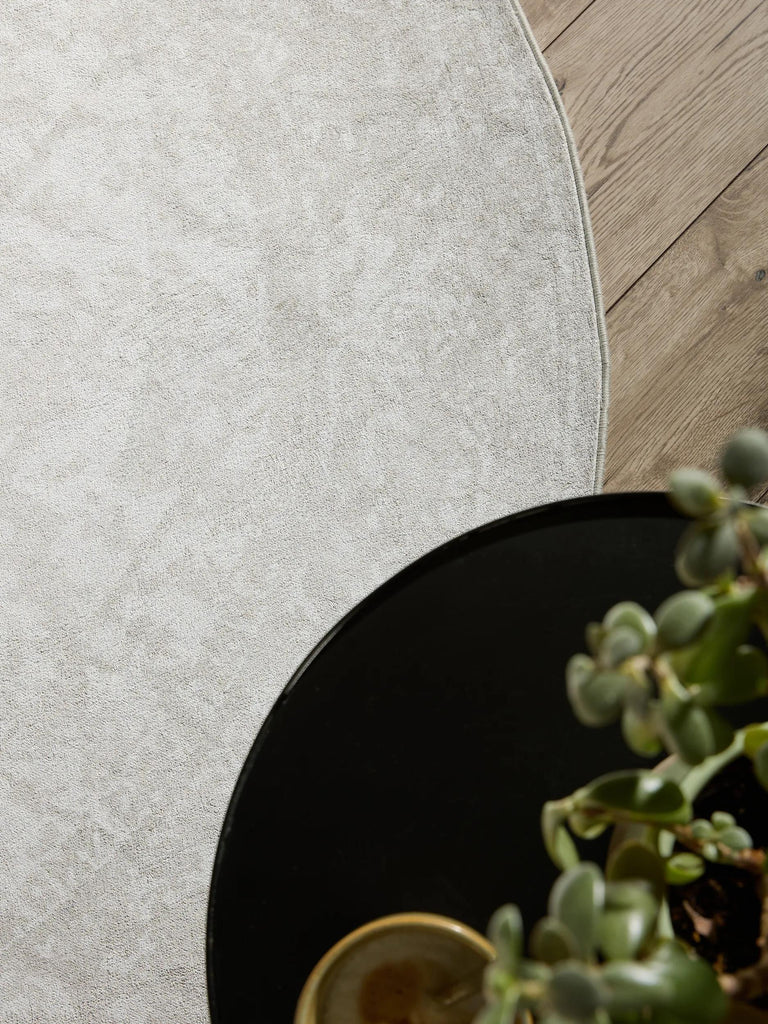 Tapis vintage oriental rond taupe 160 cm de diamètre