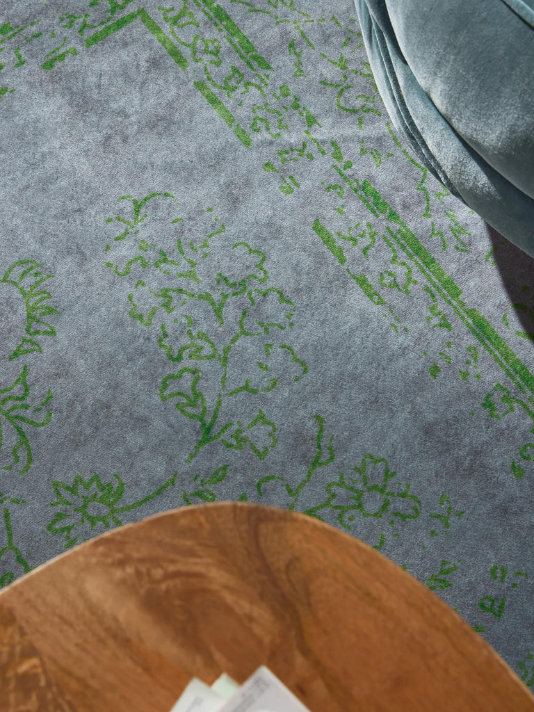 Tapis vintage oriental gris et vert 120x170 cm