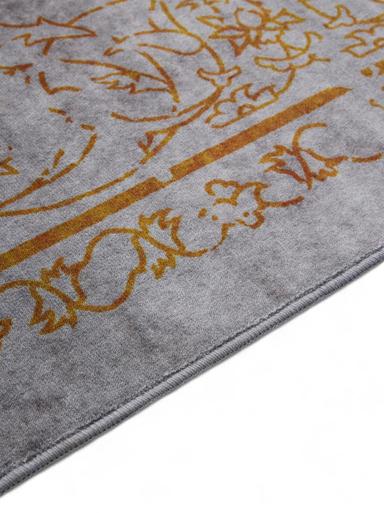 Tapis vintage oriental gris et orange lavable 120x170 cm