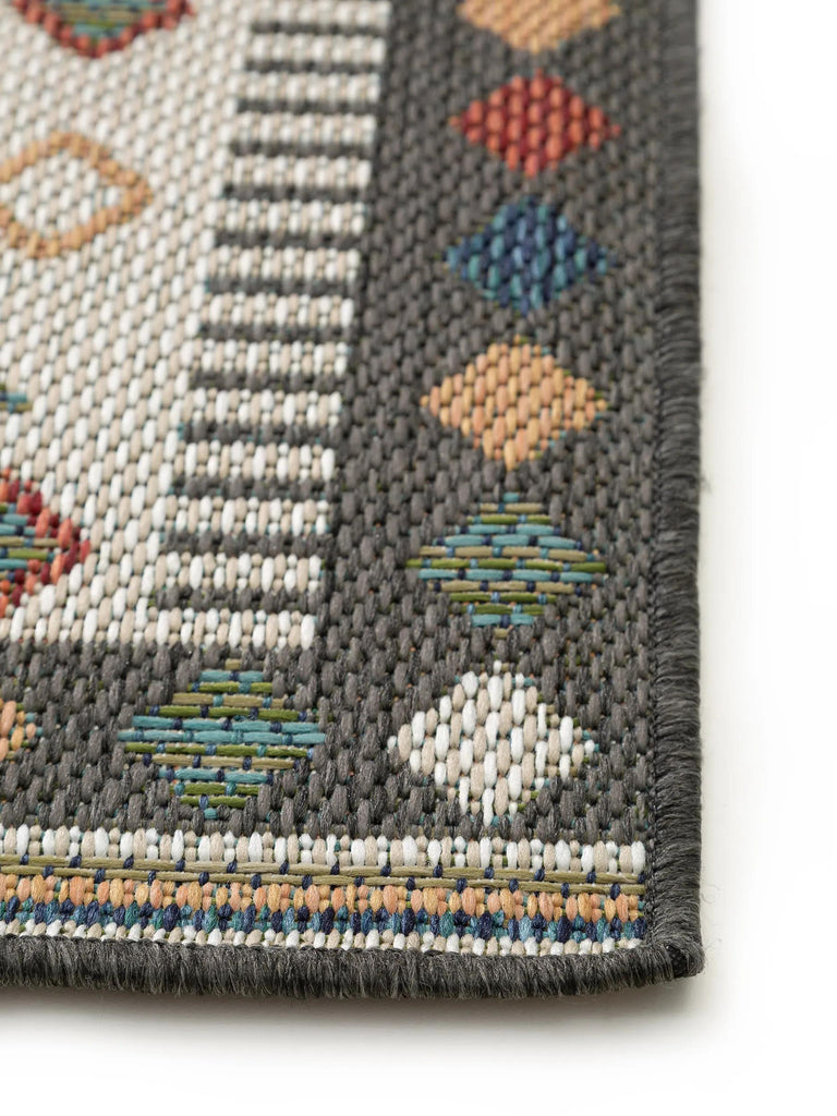 Tapis ethnique géométrique rouge d'intérieur et d'extérieur 80x150 cm