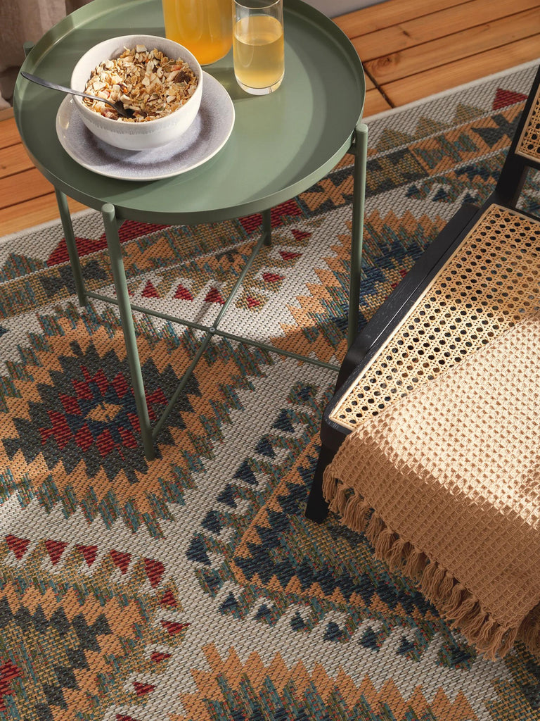 Tapis ethnique bohème multicolore d'intérieur et d'extérieur 120x170 cm