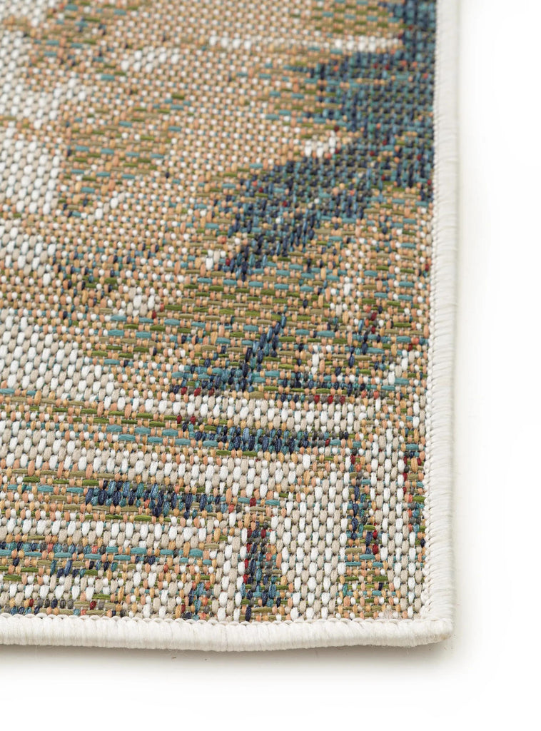 Tapis moderne feuilles et flamants vert et beige d'intérieur et d'extérieur 80x150 cm