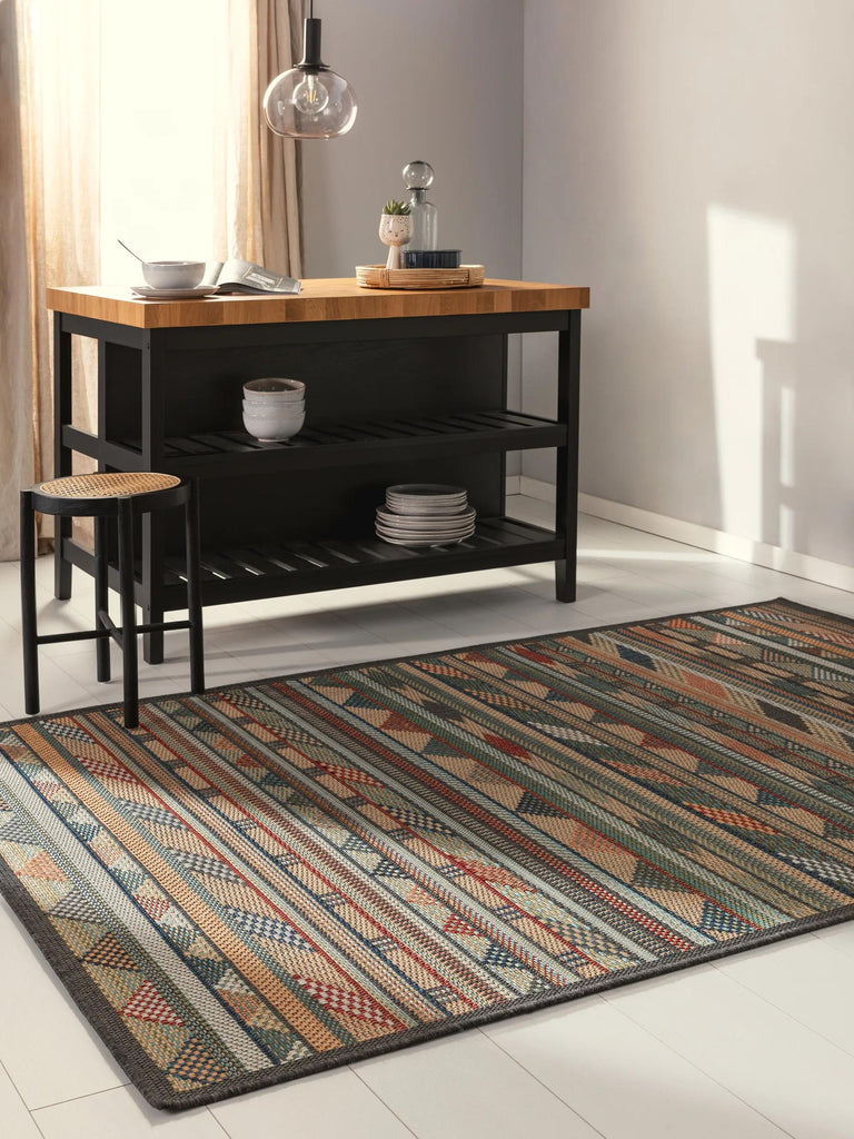 Tapis ethnique retro multicolore d'intérieur et d'extérieur 80x150 cm