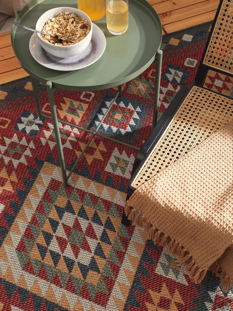 Tapis ethnique géométrique multicolore d'intérieur et d'extérieur 80x150 cm