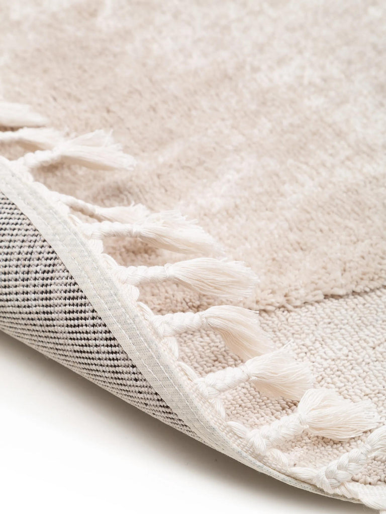 Tapis scandinave motif animal ourson rond enfant crème 120 cm de diamètre