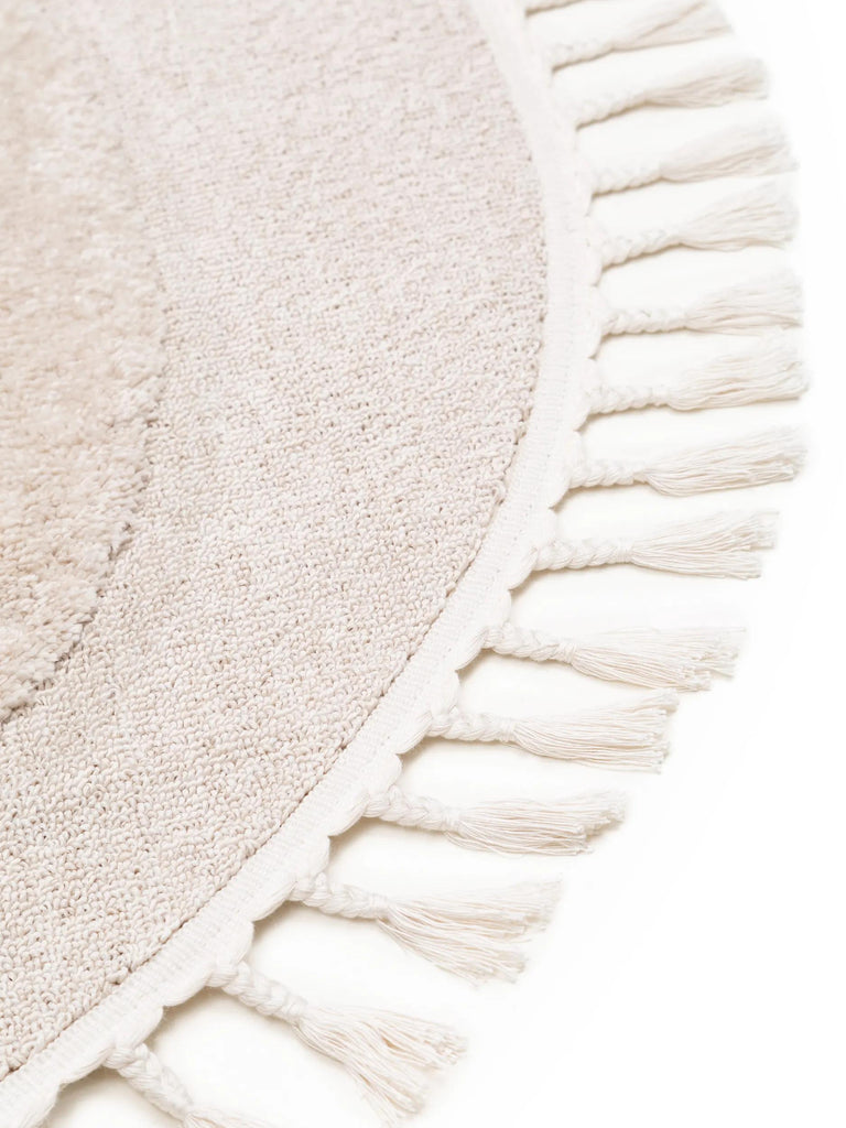 Tapis scandinave motif animal ourson rond enfant crème 120 cm de diamètre