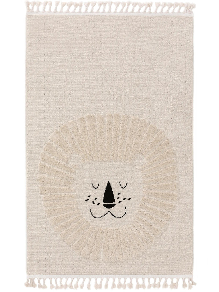 Tapis scandinave motif animal lion enfant crème 160x230 cm