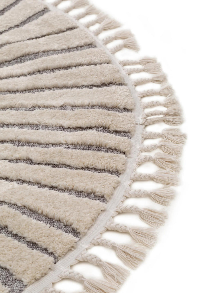 Tapis scandinave motif animal lion rond enfant gris 120 cm de diamètre