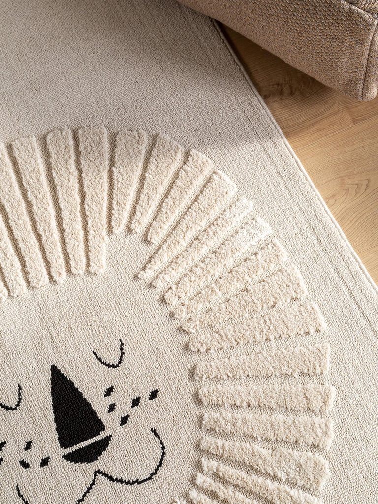 Tapis scandinave motif animal lion enfant crème 120x180 cm