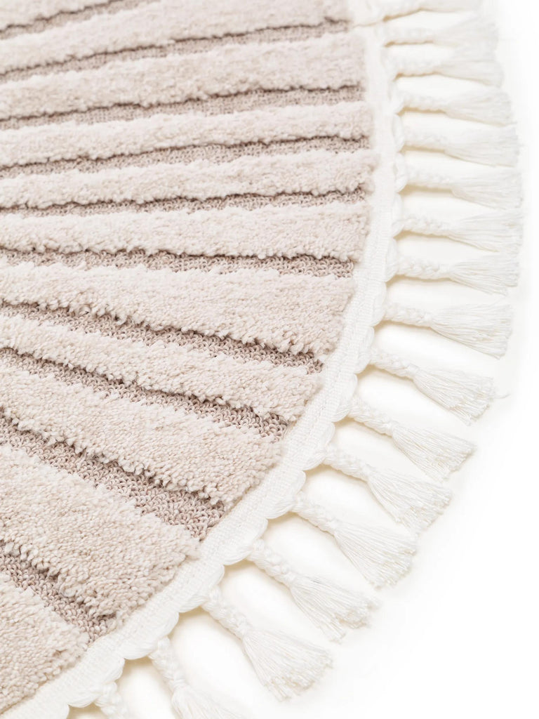 Tapis scandinave motif animal lion rond enfant beige 120 cm de diamètre