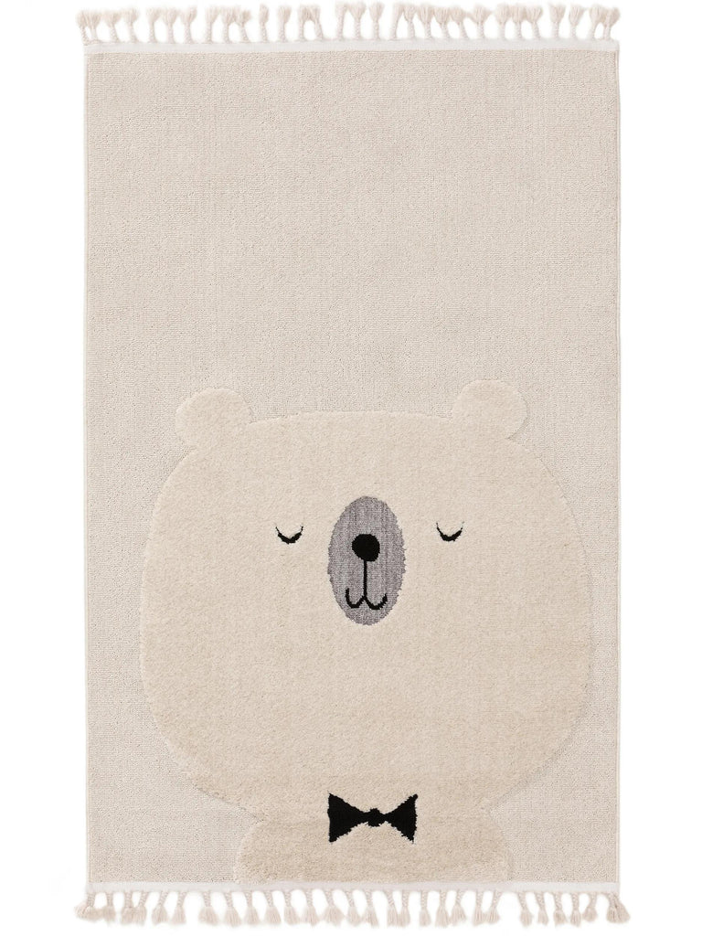 Tapis scandinave motif animal ourson enfant crème 160x230 cm