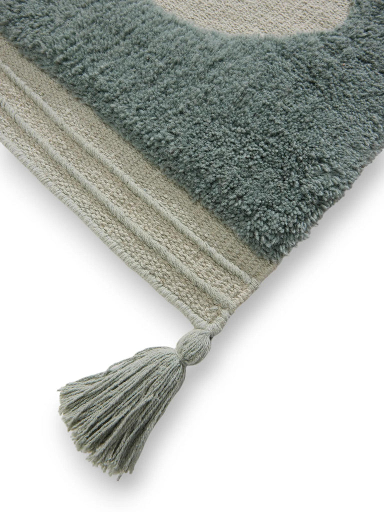 Tapis design retro enfant vert et turquoise 120x170 cm