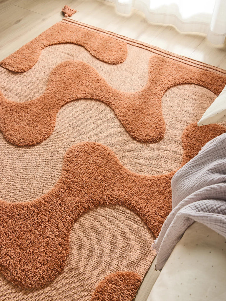 Tapis design retro enfant terracotta 90x130 cm