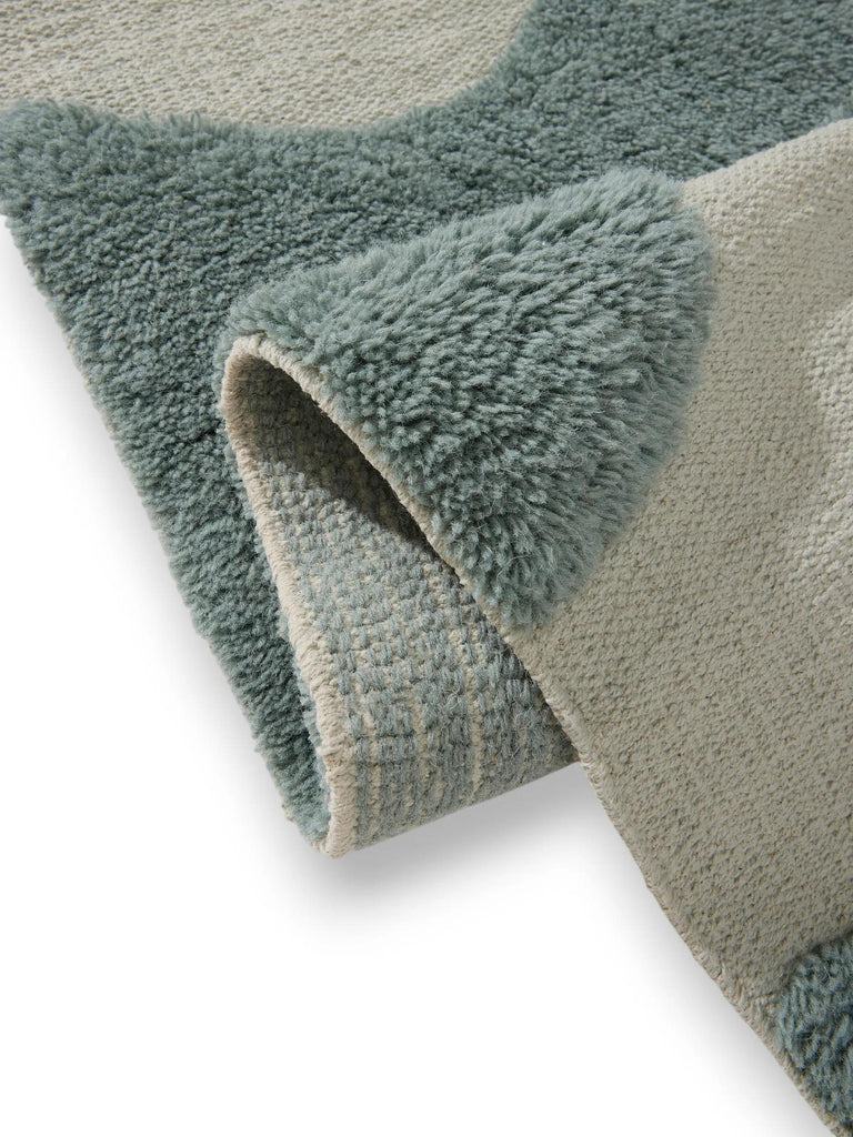 Tapis design retro enfant vert et turquoise 160x230 cm