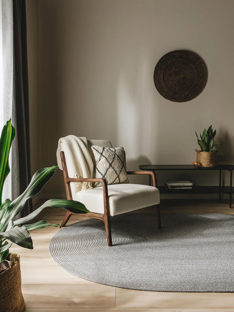 Tapis scandinave tressé ovale gris d'intérieur et d'extérieur 120x170 cm