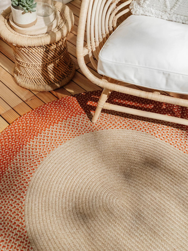 Tapis scandinave tressé ovale terracotta d'intérieur et d'extérieur 140x200 cm