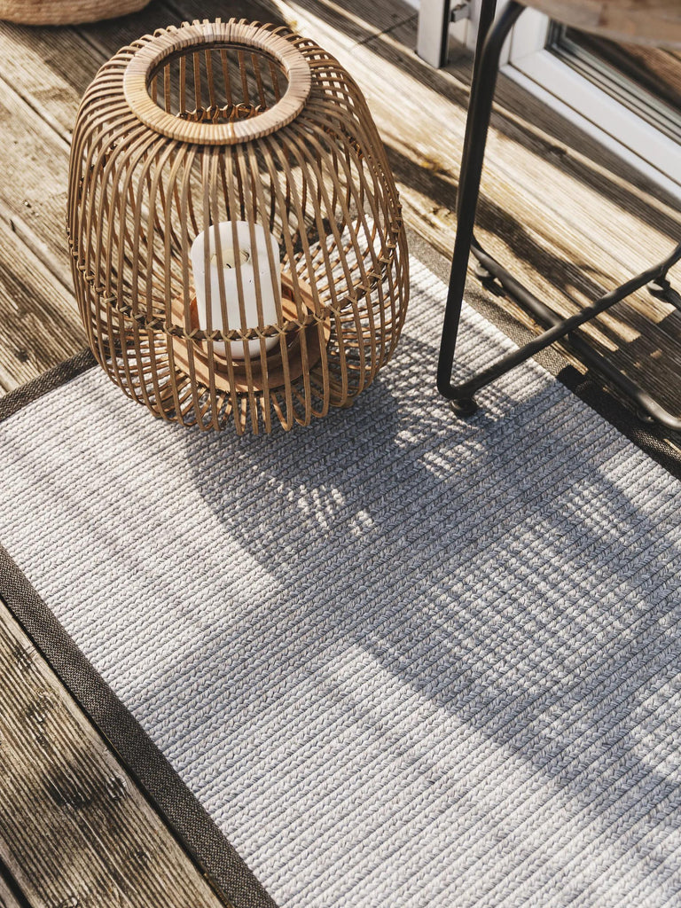 Tapis scandinave tressé de couloir gris d'intérieur et d'extérieur 70x200 cm