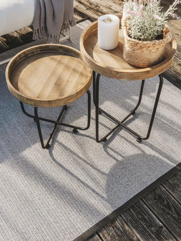 Tapis scandinave tressé gris d'intérieur et d'extérieur 120x170 cm