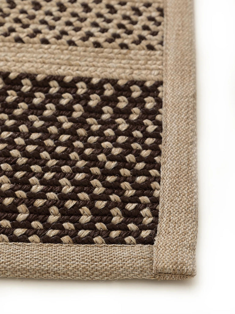 Tapis scandinave tressé beige et marron d'intérieur et d'extérieur 120x170 cm