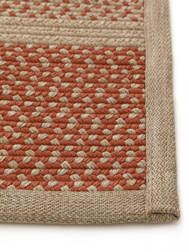 Tapis scandinave tressé beige et terracotta d'intérieur et d'extérieur 160x230 cm