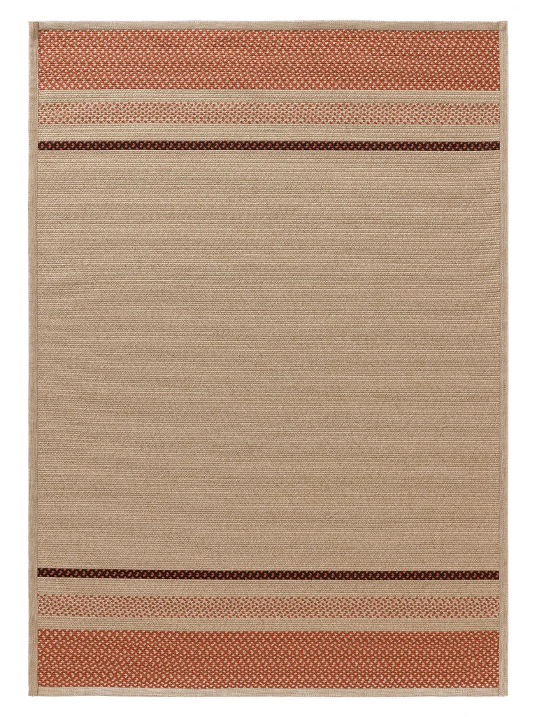 Tapis scandinave tressé beige et terracotta d'intérieur et d'extérieur 200x300 cm