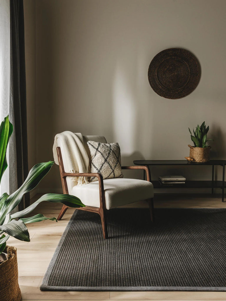 Tapis scandinave tressé noir d'intérieur et d'extérieur 200x300 cm