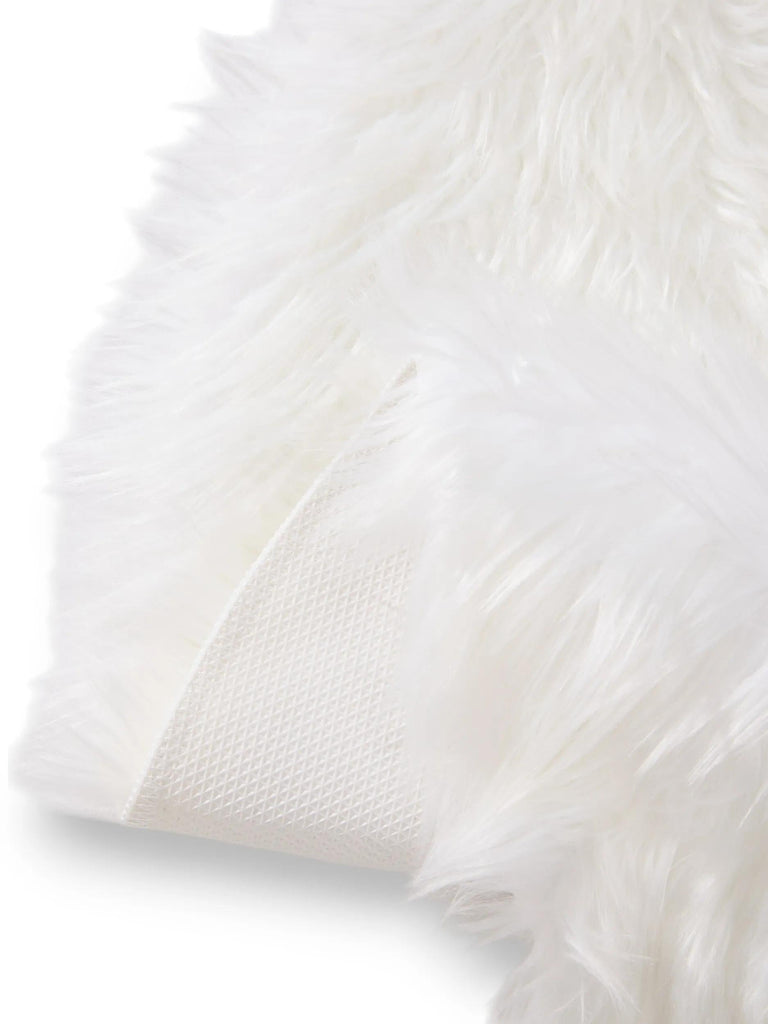 Tapis shaggy effet fourrure rond blanc 80 cm de diamètre