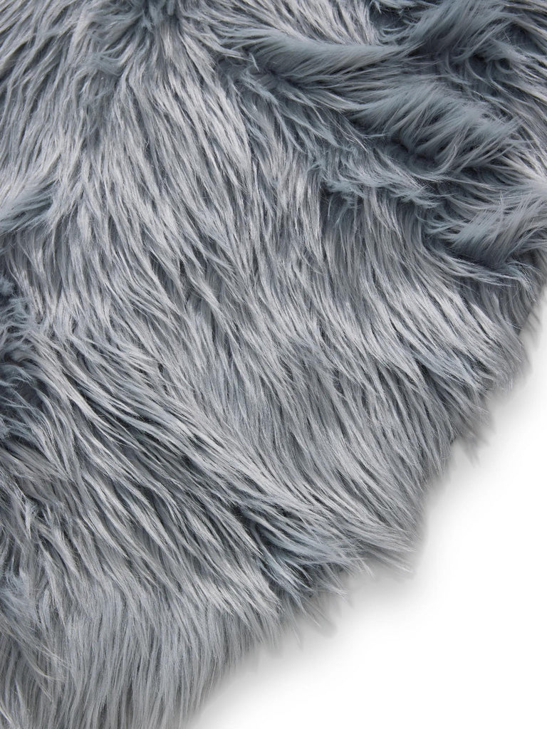 Tapis shaggy effet fourrure rond bleu 80 cm de diamètre