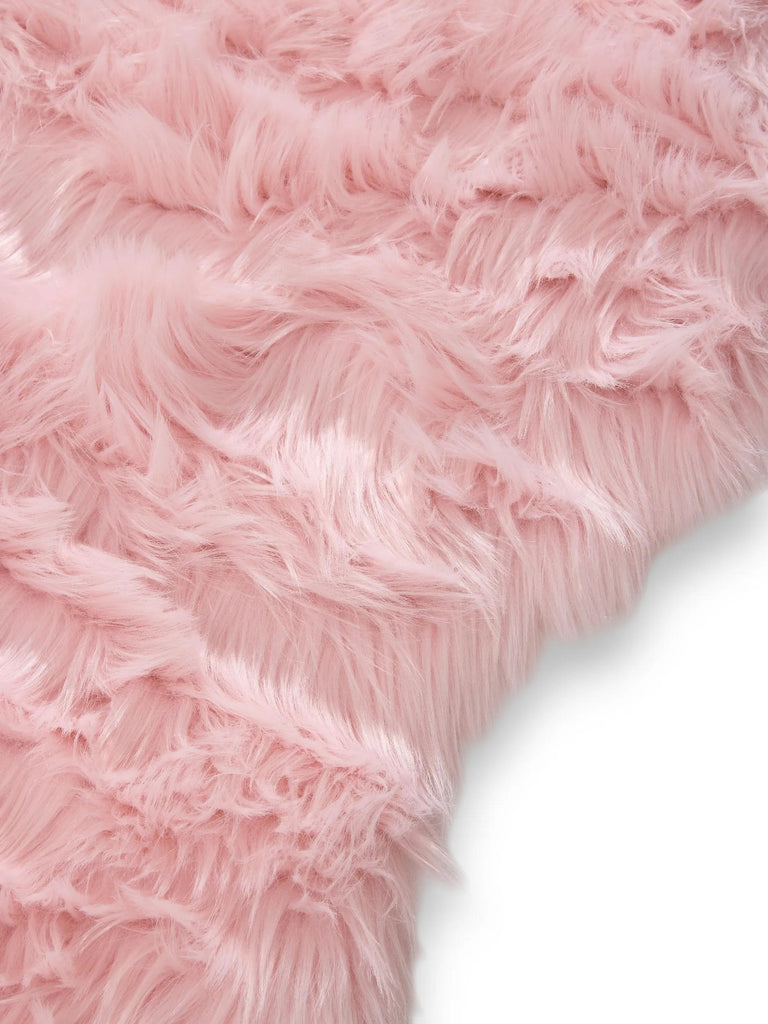 Tapis shaggy forme fausse fourrure descente de lit rose poudré 60x180 cm