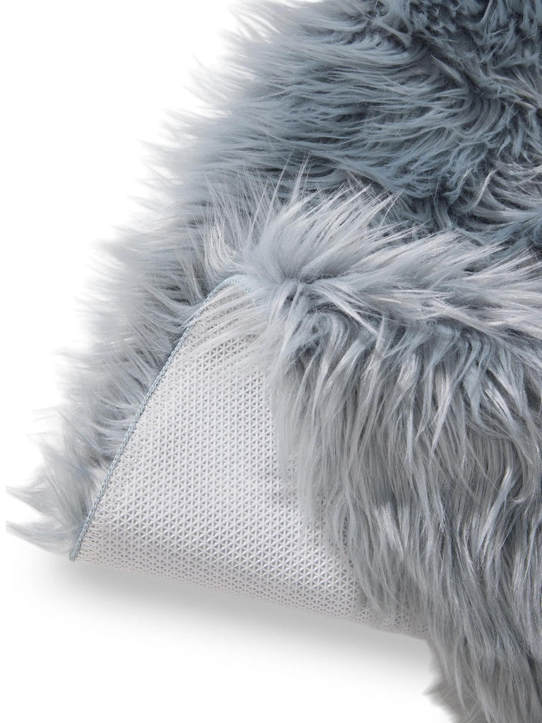 Tapis shaggy effet fourrure rond bleu 80 cm de diamètre