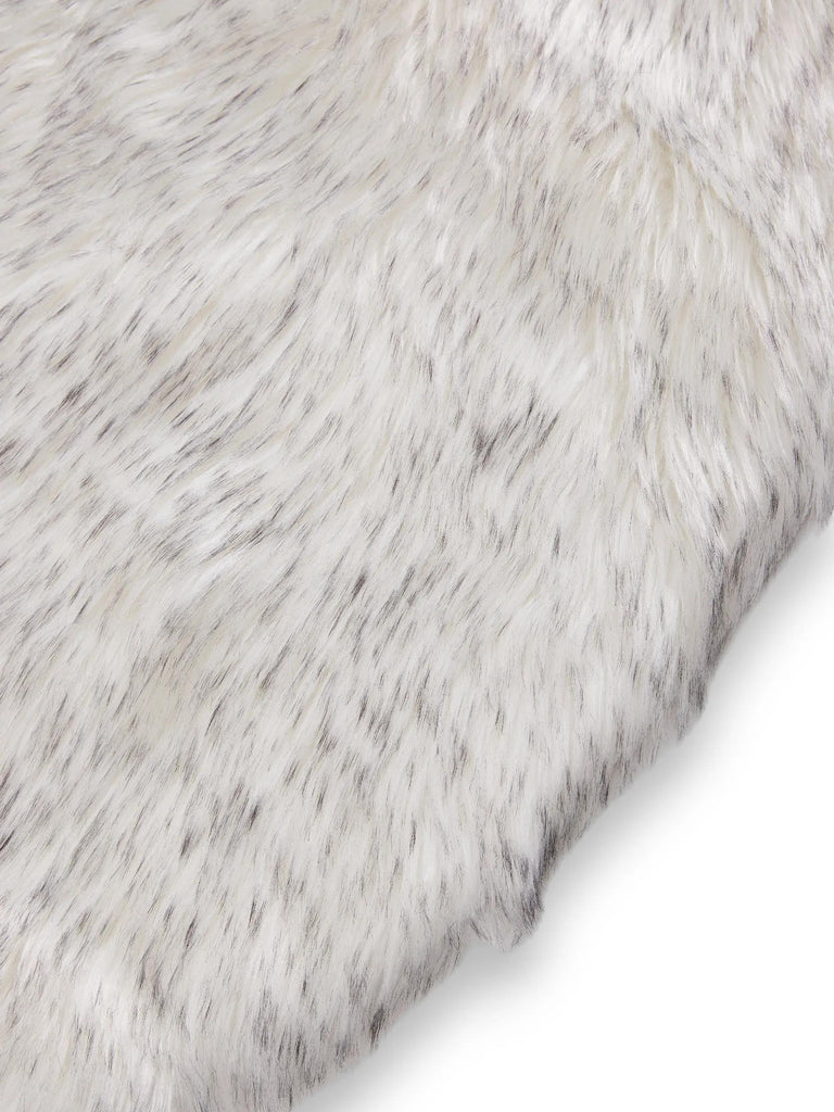 Tapis shaggy effet fourrure rond noir et blanc 80 cm de diamètre