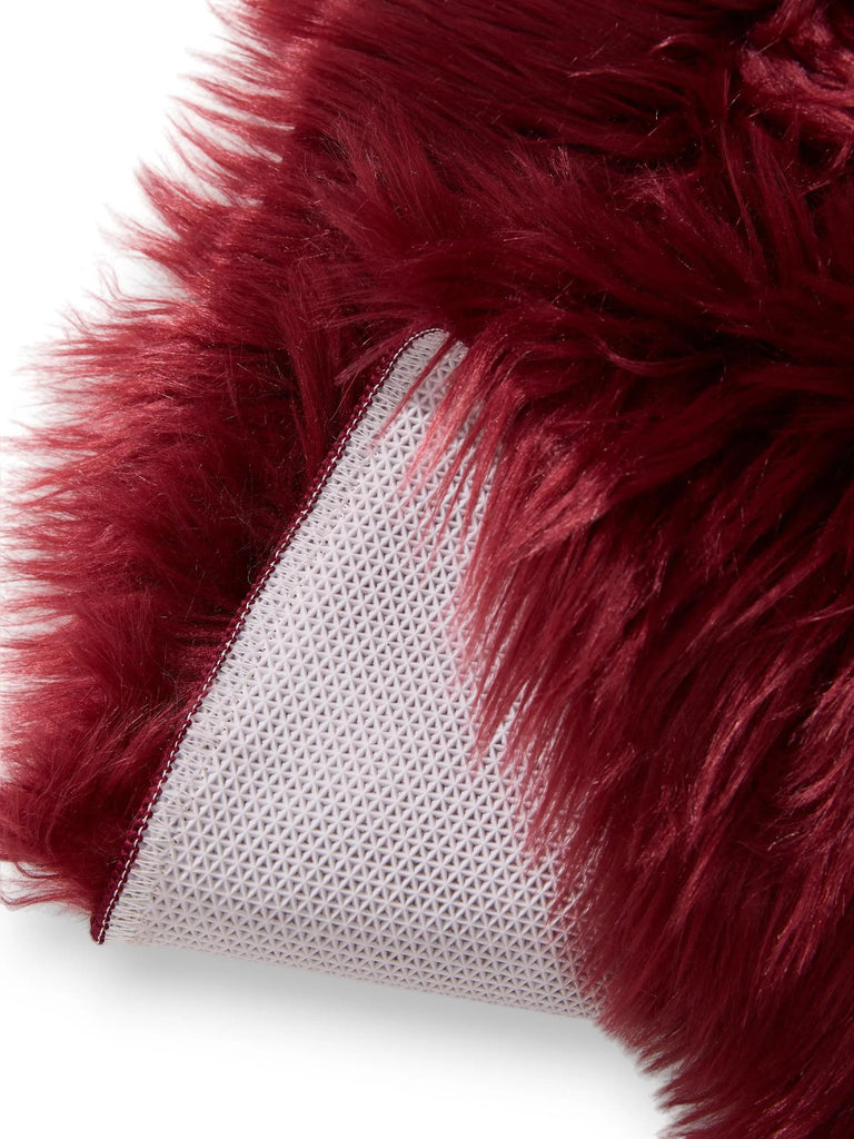 Tapis shaggy effet fourrure rond bordeaux 120 cm de diamètre