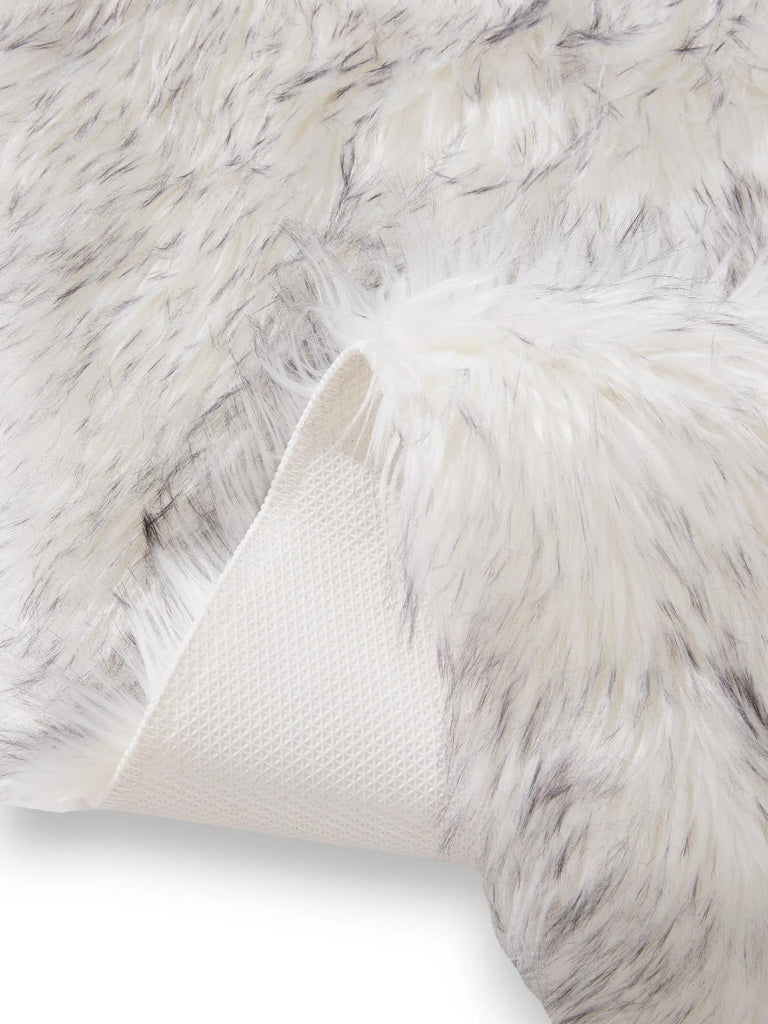 Tapis shaggy effet fourrure descente de lit noir et blanc 80x240 cm