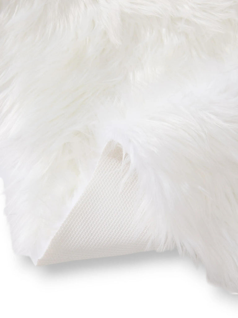 Tapis shaggy forme fausse fourrure descente de lit blanc 60x180 cm
