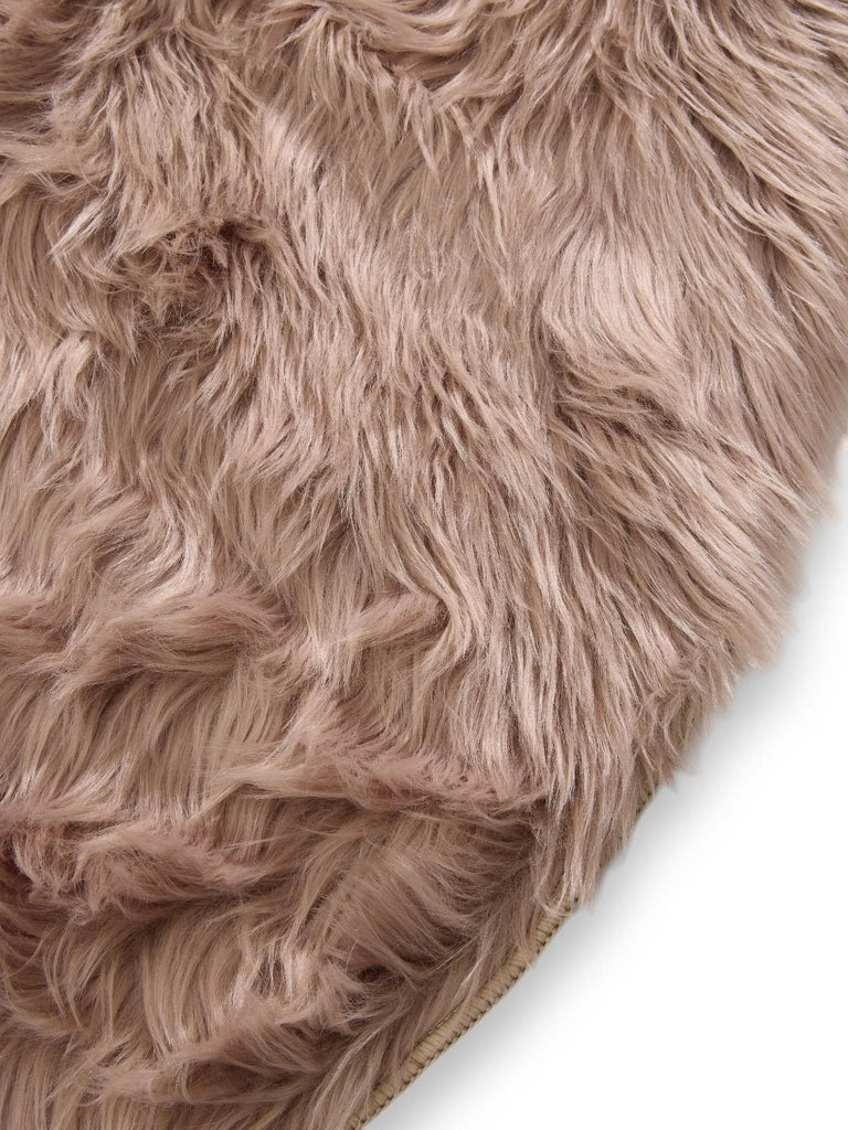 Tapis shaggy effet fourrure rond beige 80 cm de diamètre