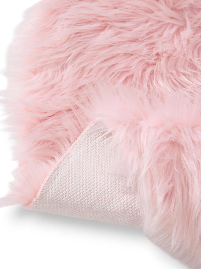 Tapis shaggy effet fourrure rond rose poudré 80 cm de diamètre