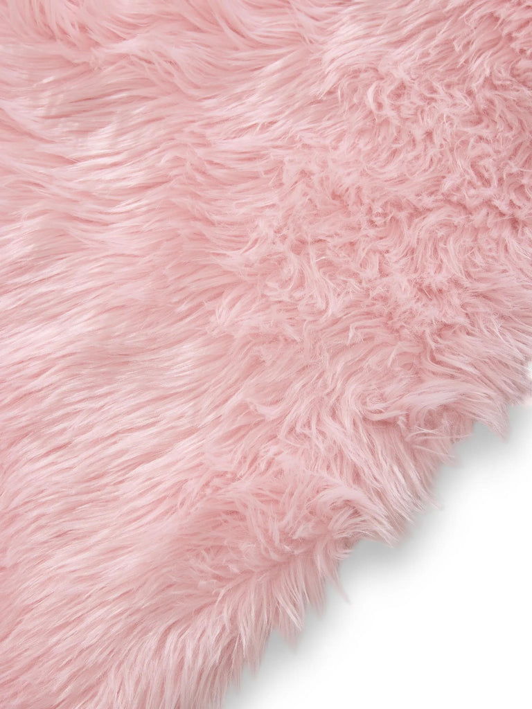Tapis shaggy effet fourrure rose poudré 80x150 cm