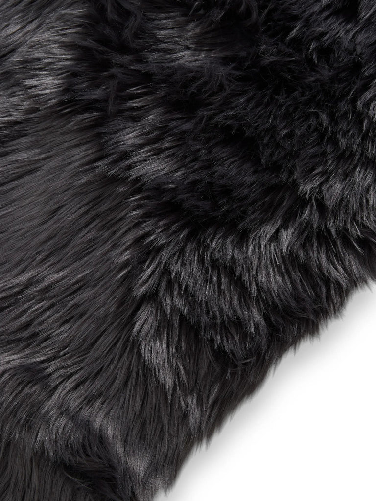 Tapis shaggy effet fourrure noir charbon 60x120 cm