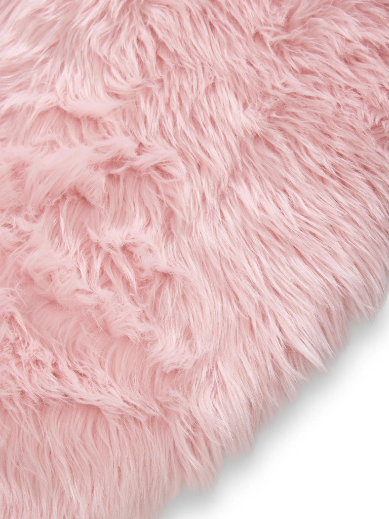Tapis shaggy effet fourrure rond rose poudré 80 cm de diamètre
