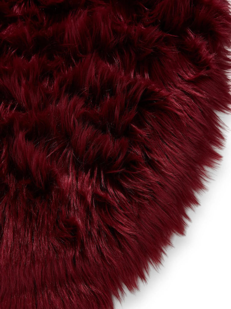 Tapis shaggy effet fourrure rond bordeaux 80 cm de diamètre