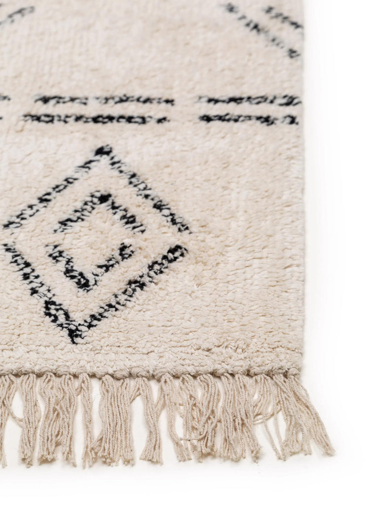 Tapis berbère motif ethnique crème en coton 120x170 cm