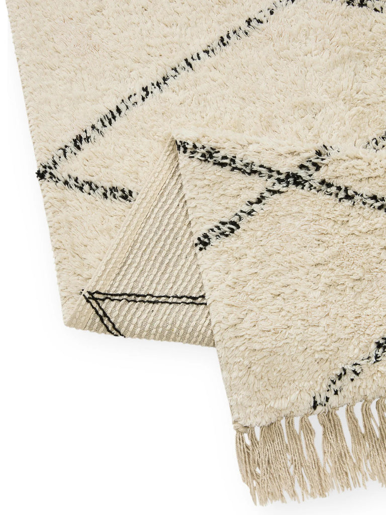 Tapis berbère à franges de bain crème en coton 60x100 cm
