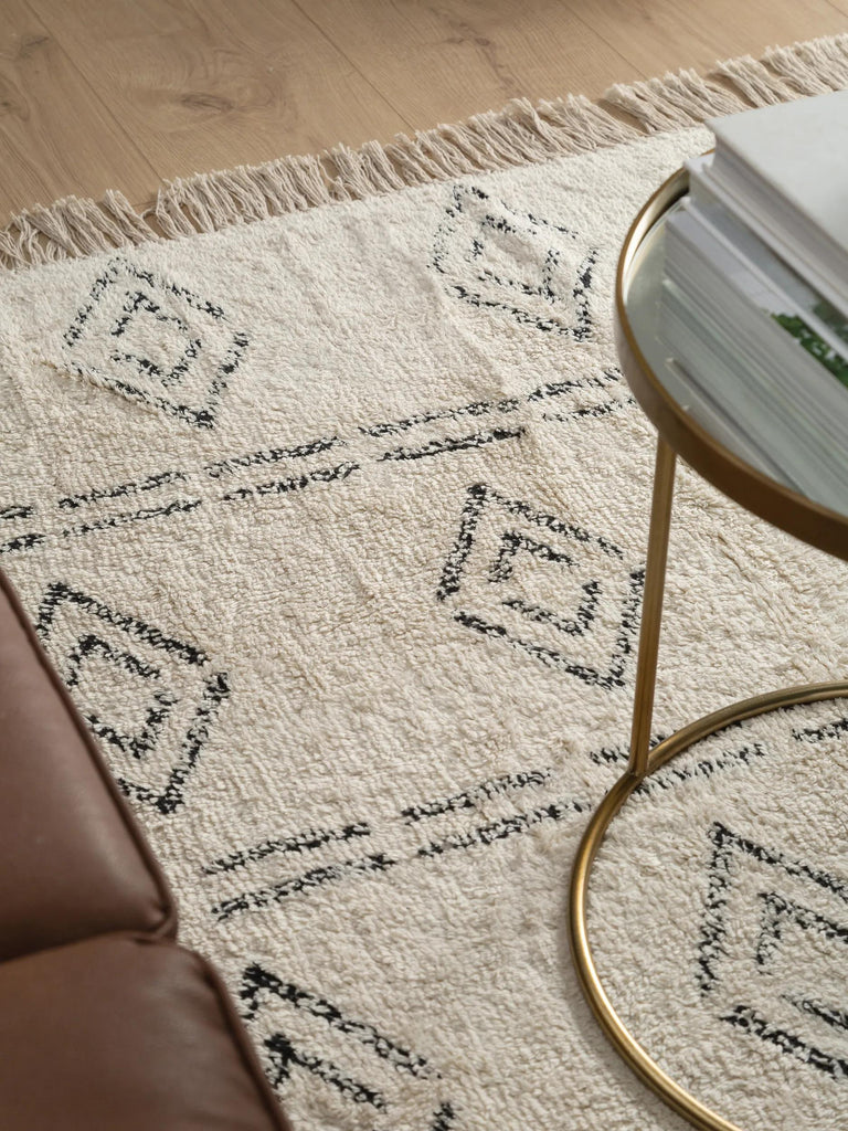 Tapis berbère motif ethnique crème en coton 160x230 cm