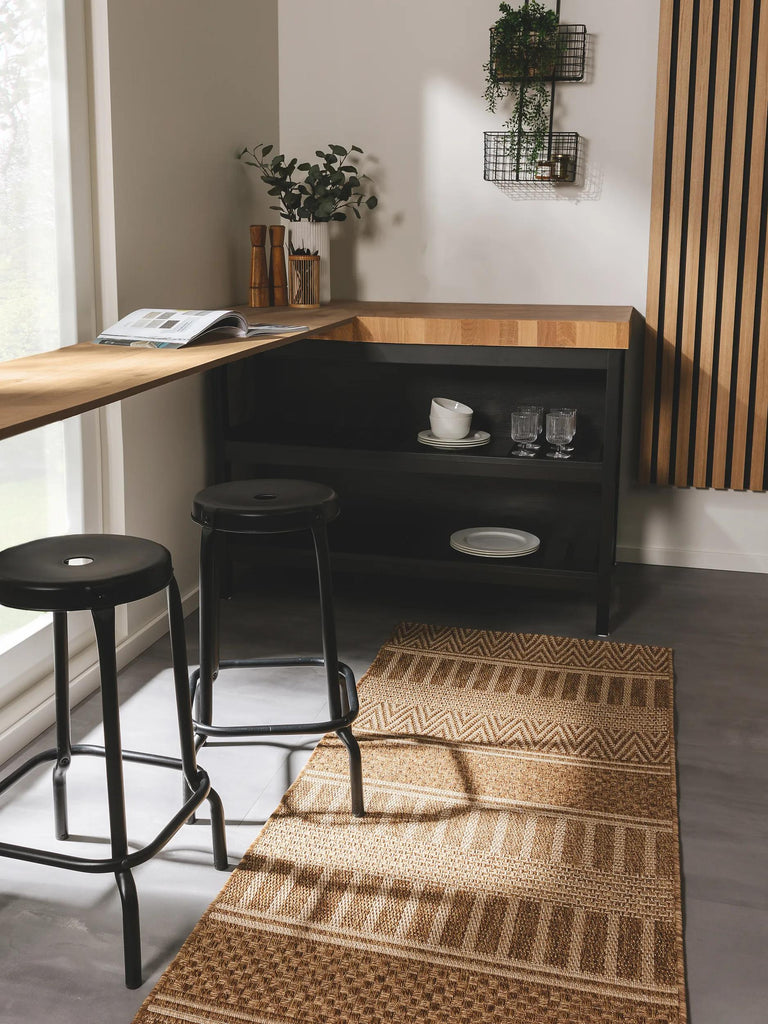 Tapis scandinave de couloir enfant marron d'intérieur et d'extérieur 80x240 cm