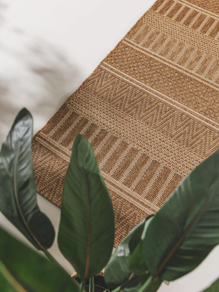 Tapis scandinave de couloir enfant marron d'intérieur et d'extérieur 80x240 cm