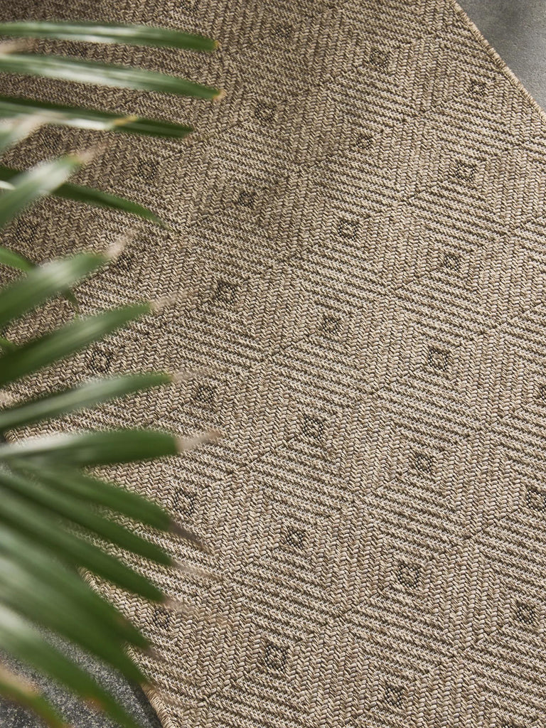 Tapis scandinave motif à points de couloir marron naturel d'intérieur et d'extérieur 80x240 cm