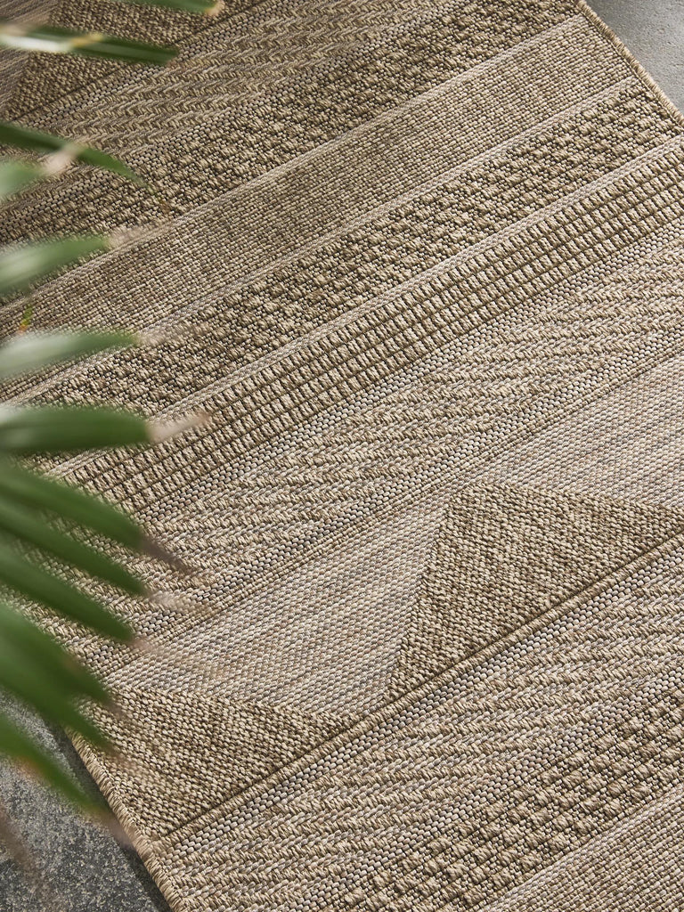 Tapis scandinave motif ethnique de couloir marron naturel d'intérieur et d'extérieur 80x240 cm