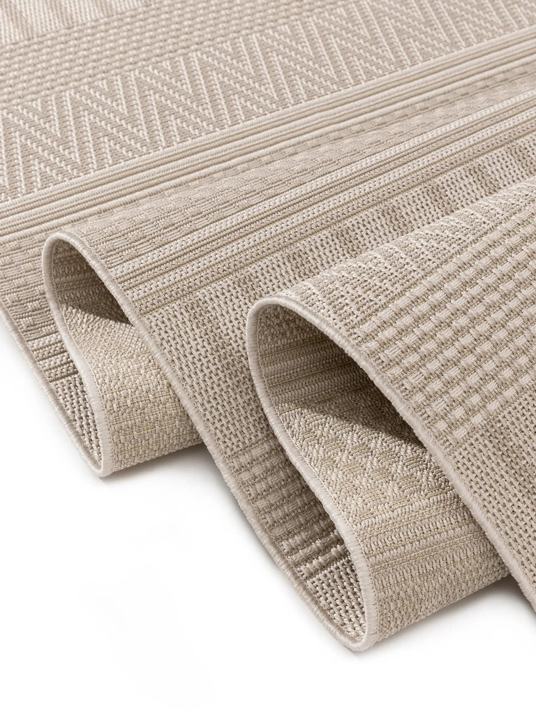 Tapis scandinave motif rayé enfant beige d'intérieur et d'extérieur 120x170 cm