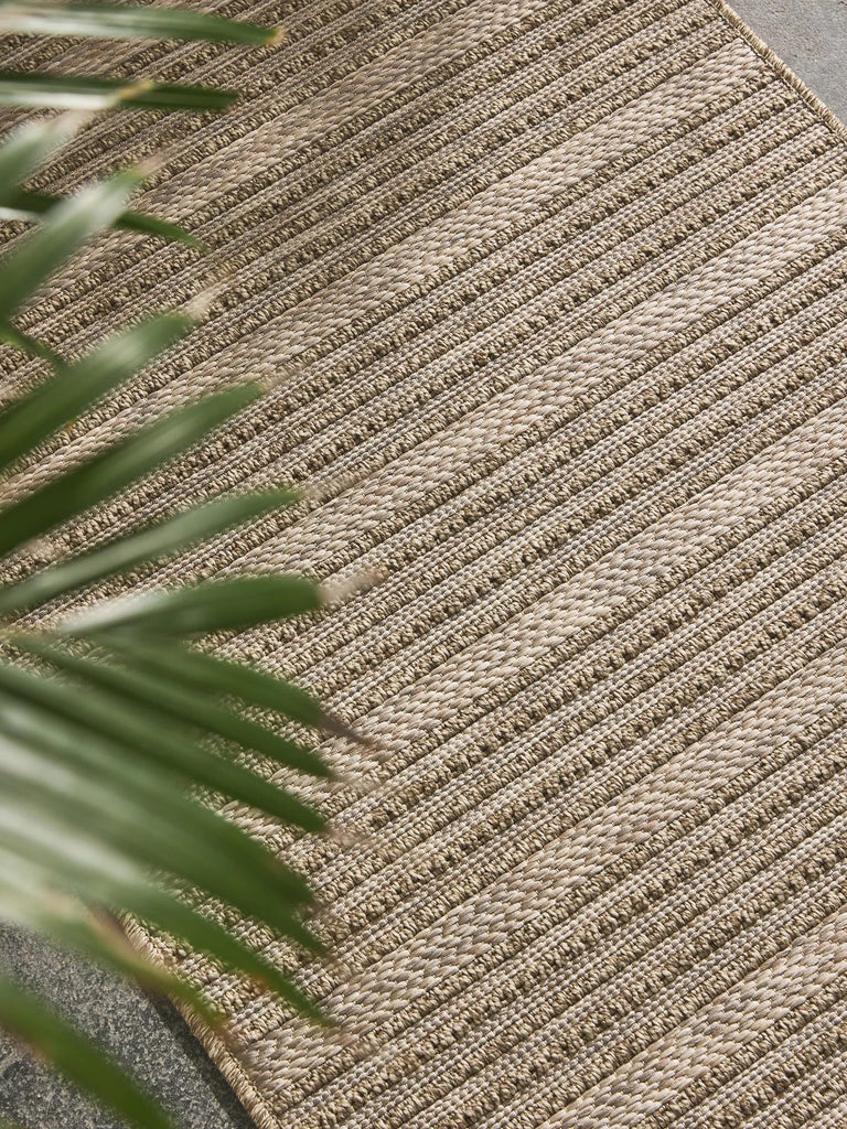 Tapis scandinave rayé de couloir beige d'intérieur et d'extérieur 80x240 cm
