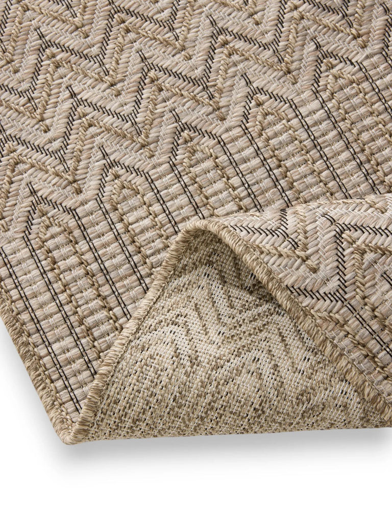 Tapis scandinave motif géométrique marron naturel d'intérieur et d'extérieur 160x230 cm